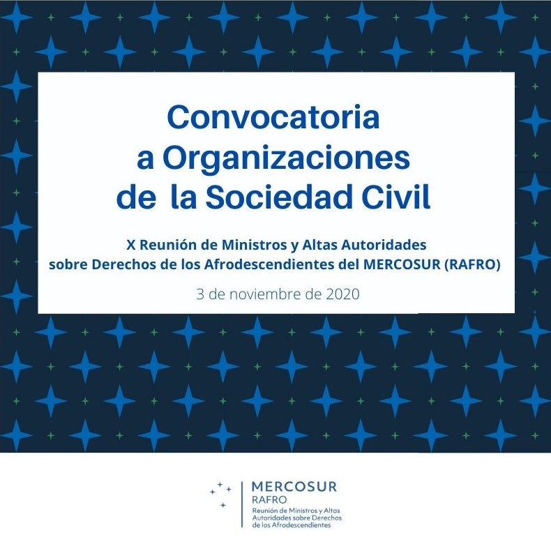 IPPDHMERCOSUR's tweet photo. Convocatoria para organizaciones de la sociedad civil para participar en la X Reunión de Ministros y Altas Autoridades sobre los Derechos de los Afrodescendientes del MERCOSUR (RAFRO)

✔️Plazo abierto hasta el 26/10

✔️Modalidad virtual

Información👉https://t.co/OpKz5A8gDP https://t.co/08RgGzIs1g