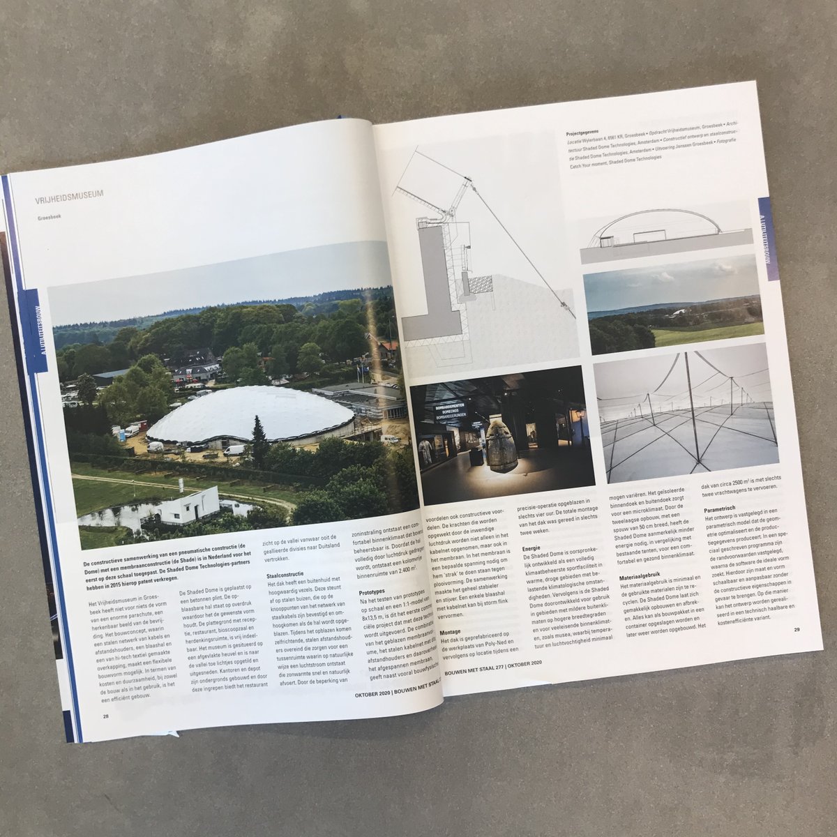 shadeddome's tweet photo. Het Vrijheidsmuseum Groesbeek, dat een Shaded Dome als dak heeft, deze maand in @BouwenmetStaal1 @Nooit1Verhaal @ZJArch @RHDHV @polyned #ShadedDome https://t.co/ZRBWu16ZX0