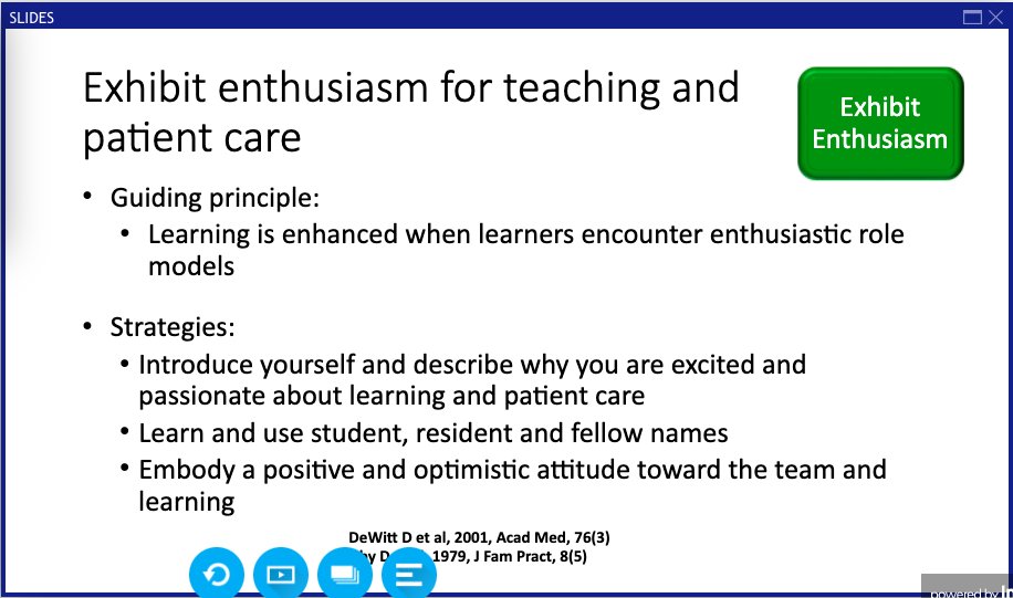 How can you exhibit enthusiasm when teaching? @PCH_SF provides 3 specific tips:Introduce yourself & why you are excitedLearn students, residents, & fellows namesHave an optimistic attitude #IDWeek2020