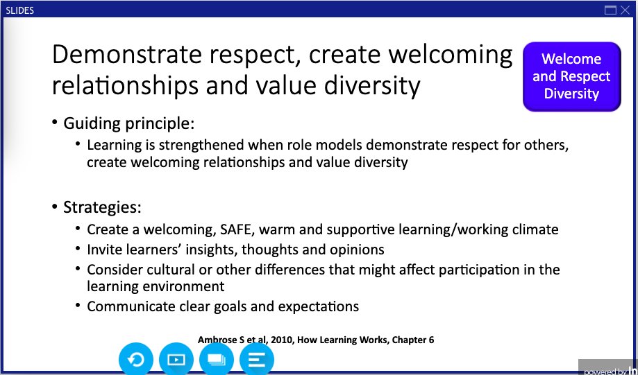 How can we create a welcoming environment that respects diversity? @PCH_SF suggests:Invite learners' thoughts (and make it safe to be wrong!)Consider culture/other differences that affect participationCommunicate clear goals & expectations #IDWeek2020