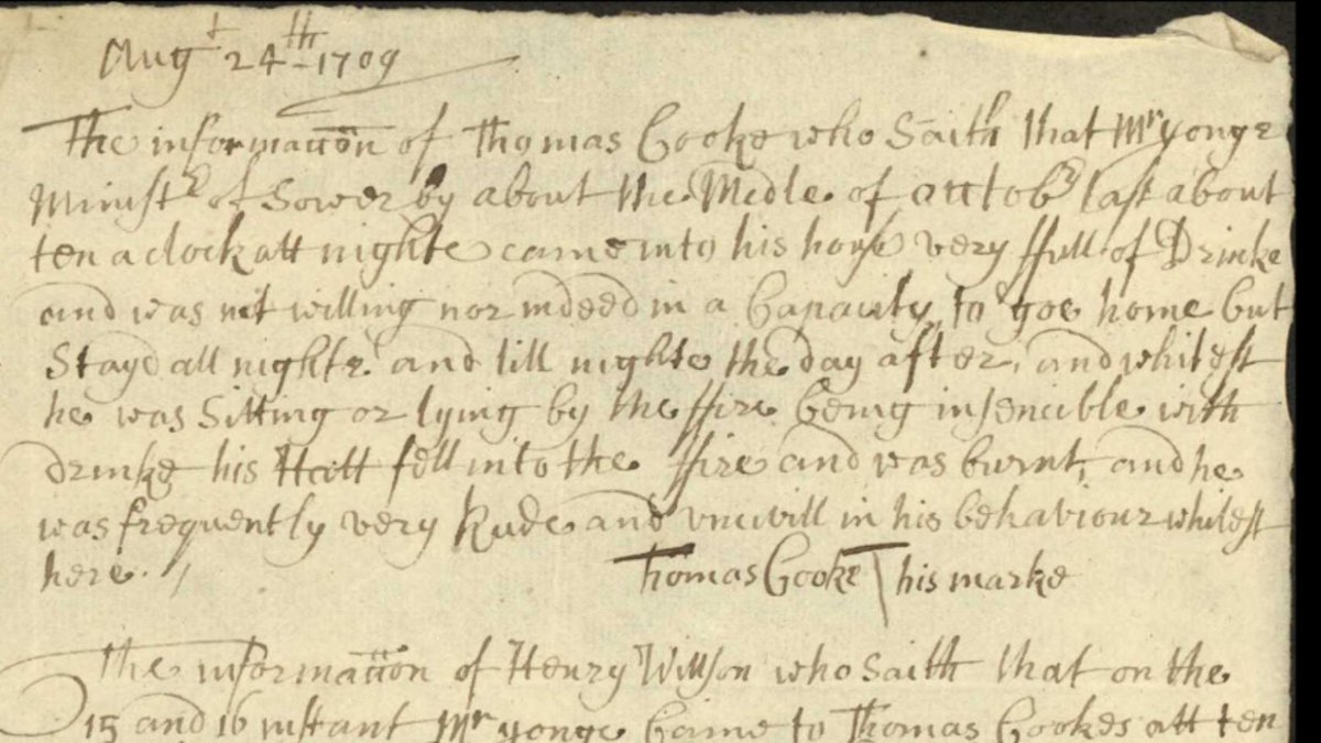 When you pull an all-nighter but you’re the parish minister and you’re so full of drink you drop your hat in the fire