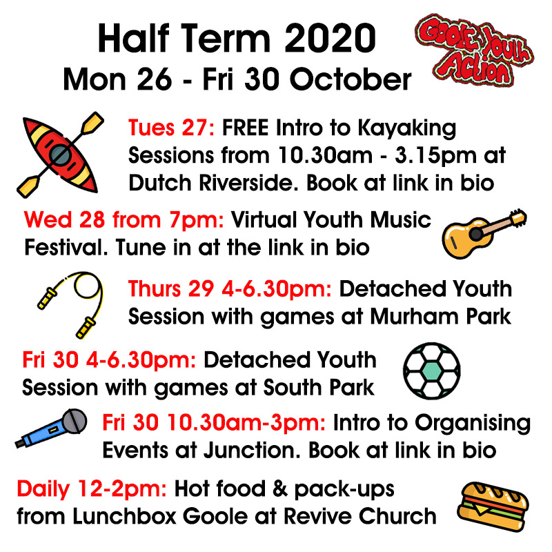 GooleYouthA's tweet photo. The fab folk @lunchboxgoole will be providing free meals from 12-2pm every day next week to young people in Goole as part of our Half Term activities. Can they get a shout out @MarcusRashford #EndFoodPoverty https://t.co/MsgJfN1gpq