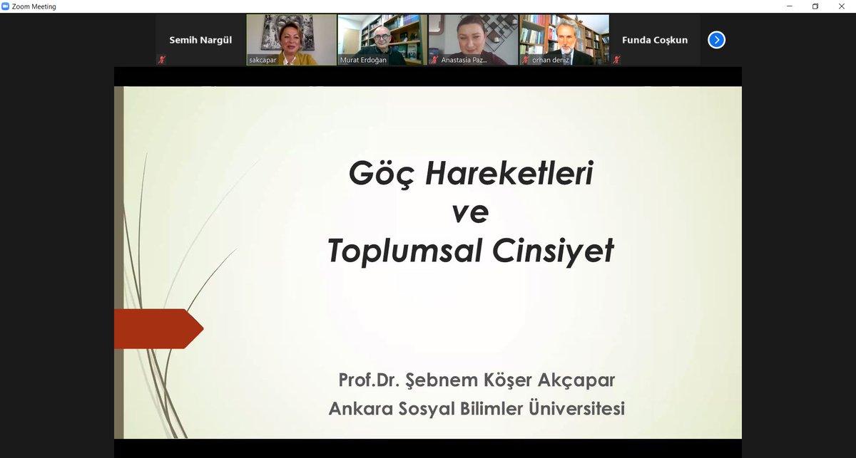 5. Göç Sertifika Programının son günündeyiz. İlk oturumumuz Prof. Dr. Şebnem Köşer Akçapar'ın "Göç Hareketleri ve Türkiye'de Kadın Mülteciler" adlı sunumuyla devam ediyor. <a href="/TAU_TAGU/">TAU - Göç ve Uyum Uygulama ve Araştırma Merkezi</a> <a href="/KASonline/">Adenauer-Stiftung</a>