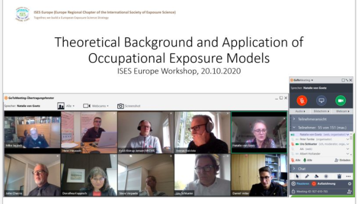 ISES4EU's tweet photo. A great virtual #iseseurope workshop on "Theoretical Background of Occupational Exposure Models" (see more at https://t.co/OvIIwWIbPZ). Great presentations by @JohnCherrie, Susan Arnold, Joonas Koivisto, Dorothea Koppsich &amp; Celia Tanarro #exposurescience #exposuremodels https://t.co/FHQr1RLi0B