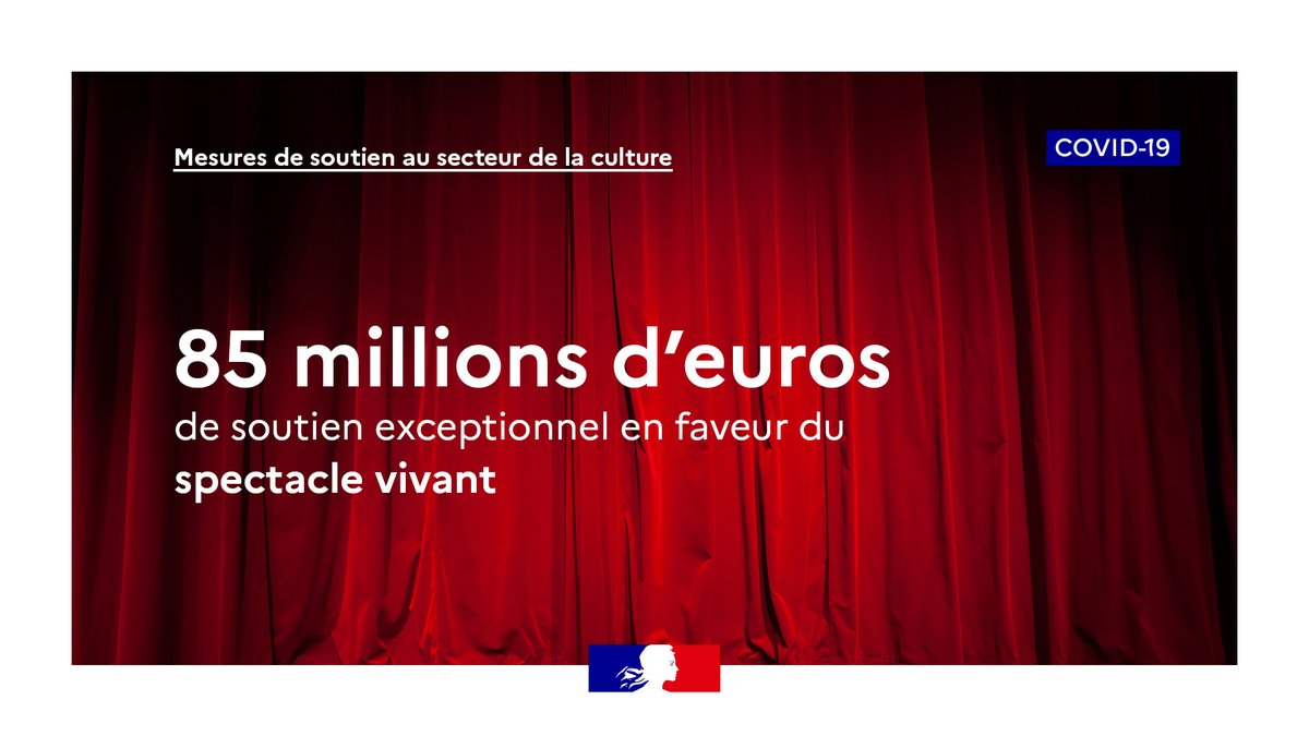 Je salue les mesures exceptionnelles annoncées par @R_Bachelot en faveur du spectacle vivant & du cinéma:
👉85M€ d’aides pour les programmations en salle
👉30M€ pour éviter la fermeture des cinémas
Fonds de solidarité, exonération de charges, prêts garantis.
#culture #Covid_19 https://t.co/F3WTa0NAuW