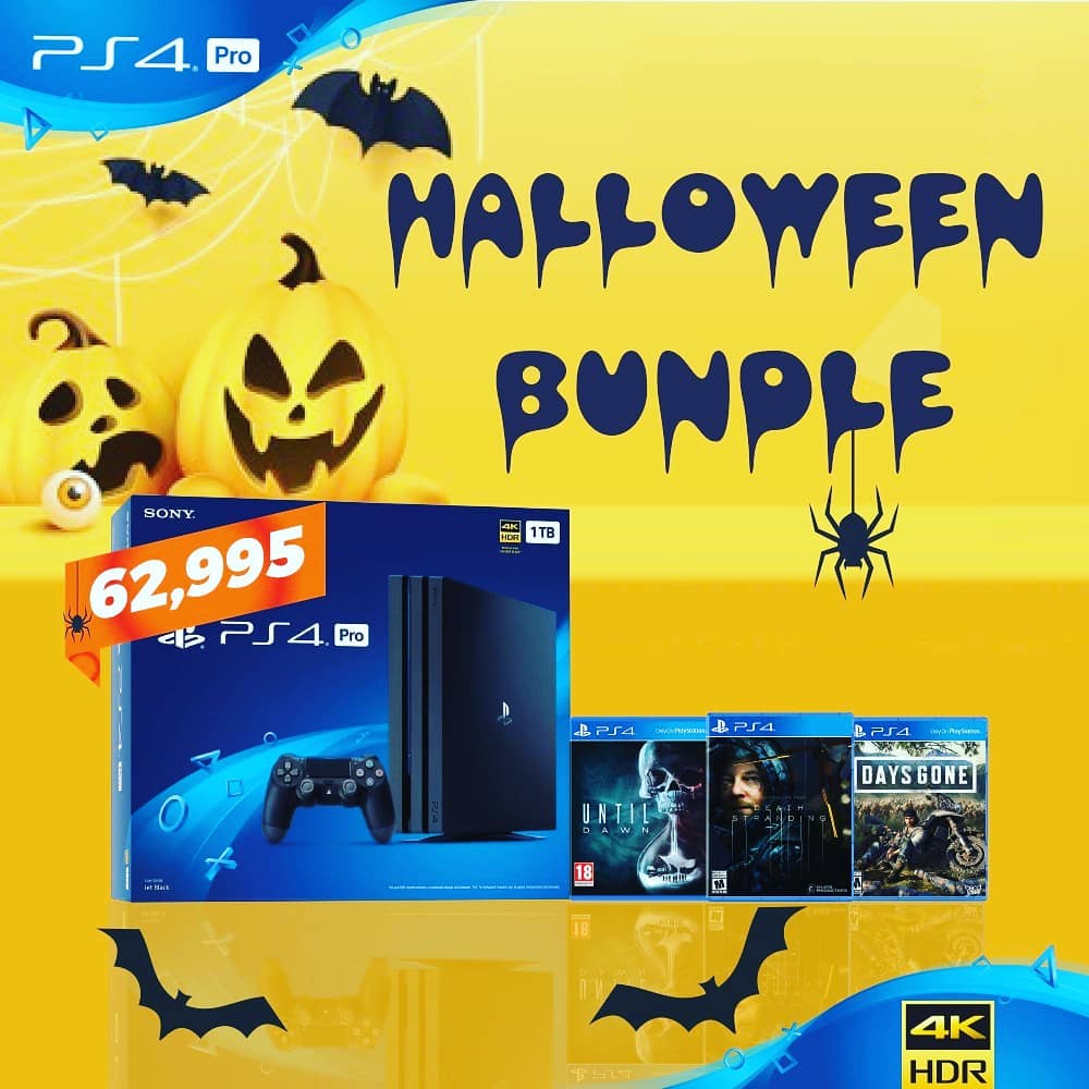VillageMarket's tweet photo. Trick or treat can be fun for both kids and adults alike! This Halloween, treat yourself to the PS4 Pro 1TB Halloween bundle now available at @anisumatradersltd #VMtech #VMhalloween https://t.co/Ccro9wIQ9c
