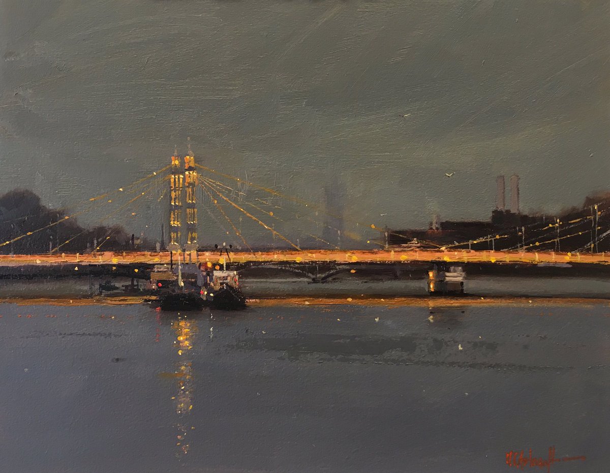 Here is my 3rd painting. Albert Bridge at night. 10 paintings in 10 days. #albertbridge #oilpainting