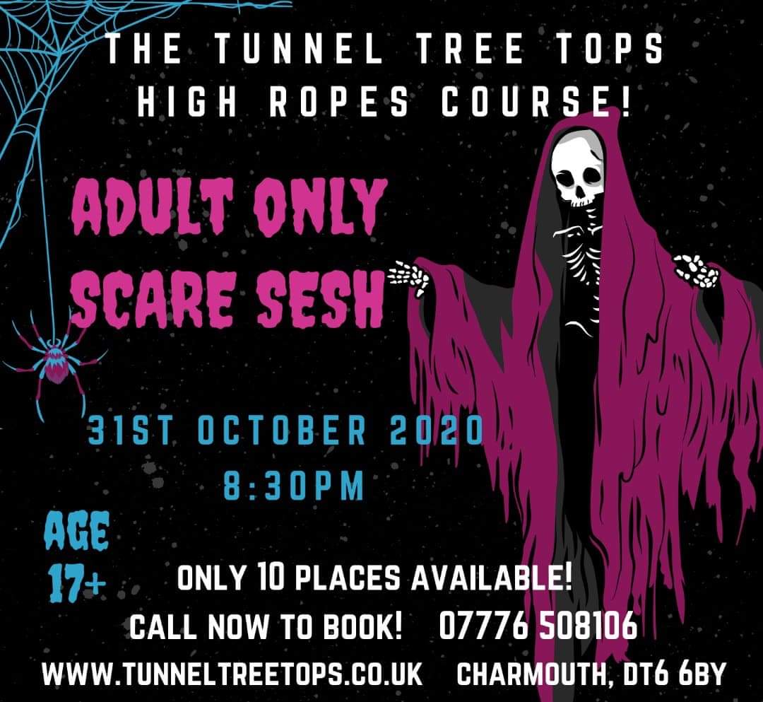 One session only, adults can join us this Halloween at 8:30pm for some screamingly good fun! Participants must be confident climbing at height and not mind a fright in the night 😱👻🧟‍♀️ For ages 17+. Call 07776 508106
#Halloween2020 #scaredforreal #spookysesh #adventure