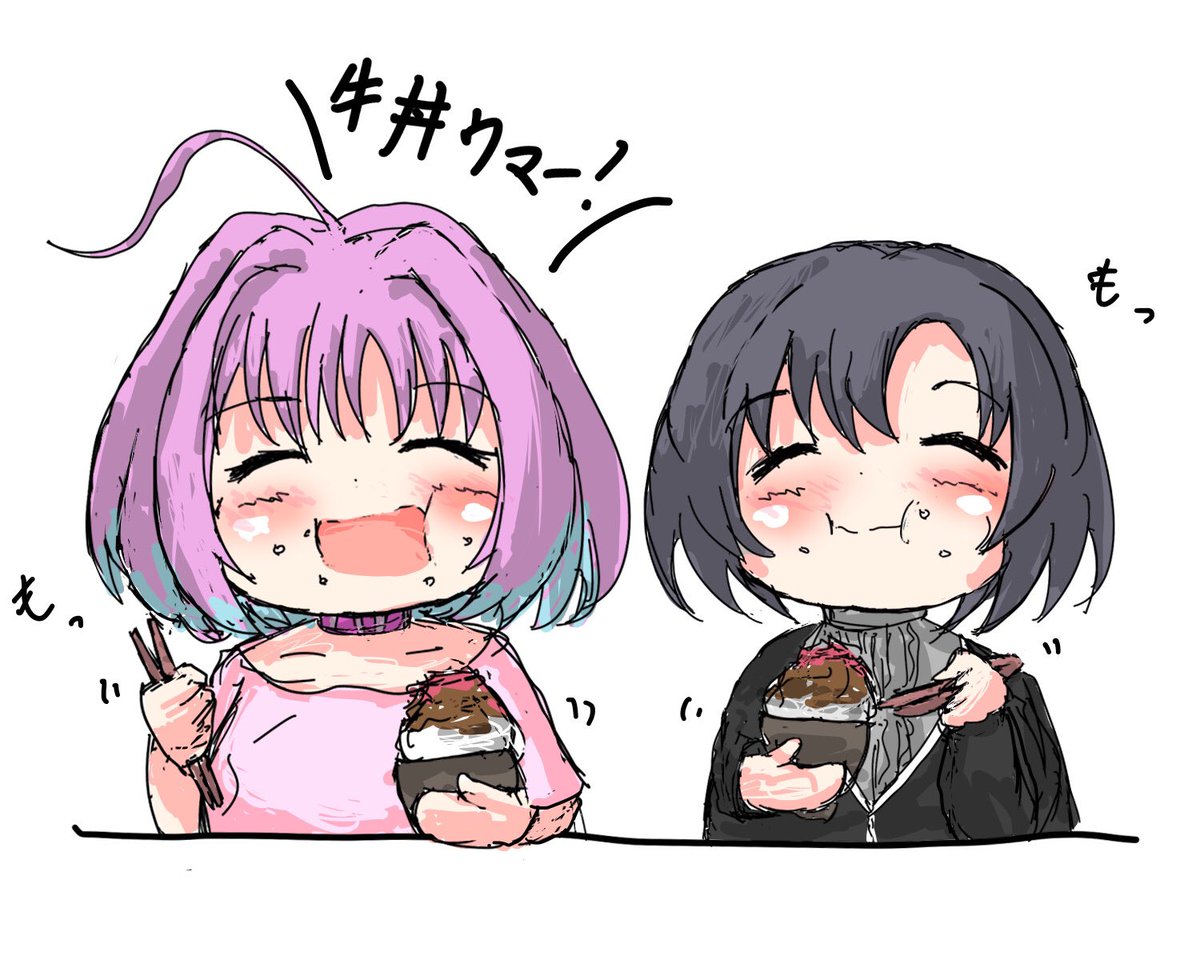 最近描いたもぐもぐアイドルたちです。沢山食べるんだぞ 