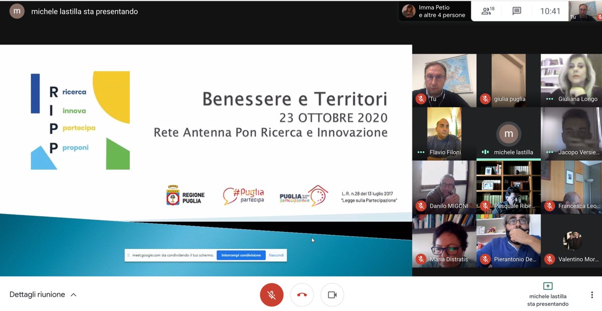 #BenessereETerritori webinar in corso presentato dal cordinatore regionale Arch. Michele Lastilla <a href="/RegionePuglia/">RegionePuglia</a> 

#PugliaPartecipa | #ReteAntennaPON