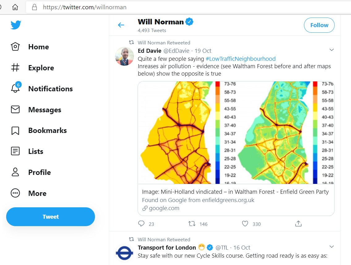 LittleNinjaUK's tweet photo. Frightening that this map is shared by thousands of LTN advocates as 'evidence' of a reduction to #airpollution due to a LTN.

Even @willnorman shared it earlier this week.

We must not mislead the public about the air they breathe. LTNs INCREASE traffic pollution on main roads. https://t.co/WeMeai41XW