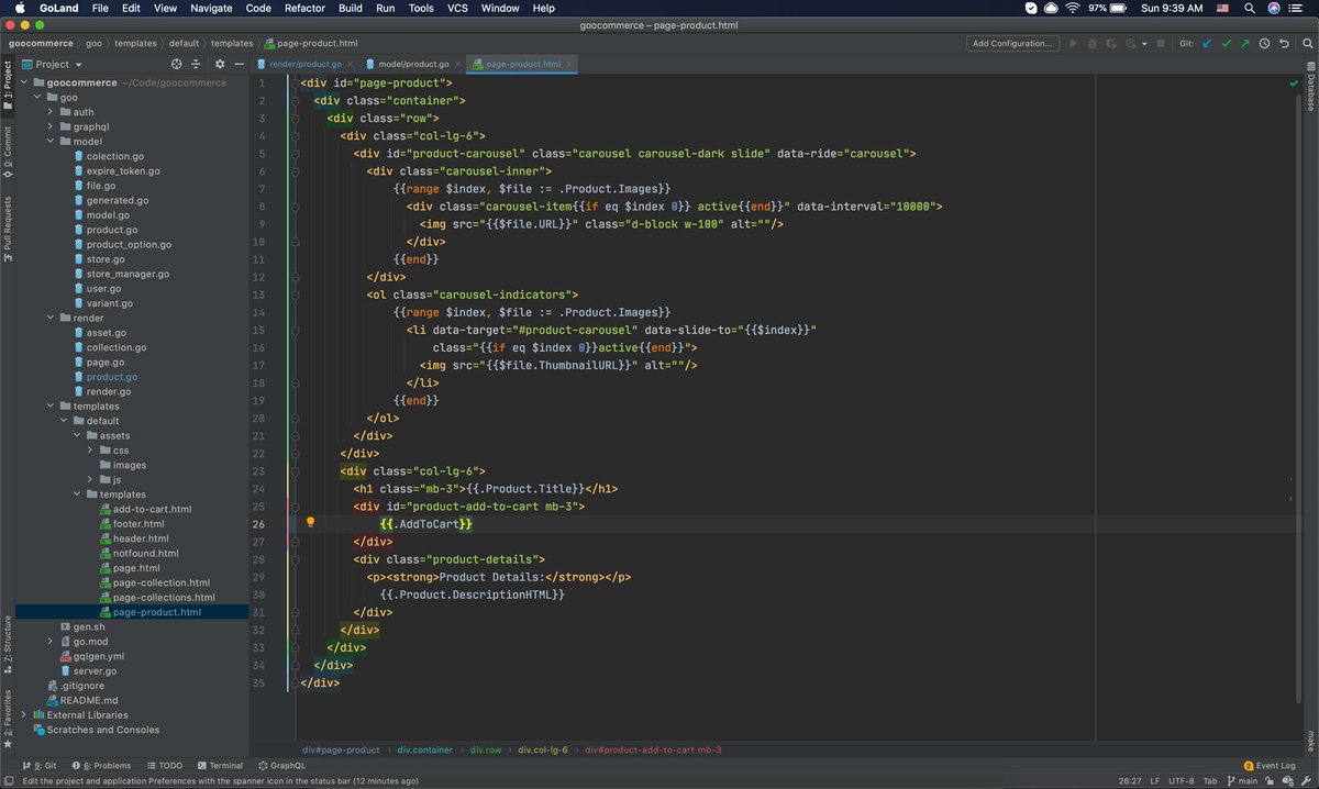tabvn's tweet photo. How do you think this template can be easier for customized without Golang experience. This is sample of product view template that i working on #goocommerce Golang Opensource E-commerce platform. #Docker,#Kubernetes #go #GraphQL
initial repository at https://t.co/uPb4eavWRr https://t.co/b354sN1rSI