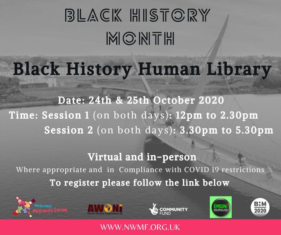 Aderonke_Q's tweet photo. @nwmforum and @Africanwomenni invite you to Black History Month
Human Library Event!
sharing life stories and experiences with the audience
Human Library-24th and 25th
https://t.co/eL5teG85CKβ¦
#nwmf
#BlackHistoryMonth2020
#BlackHistroyMonth
#AfricanHistroy
#blackness
#africa https://t.co/HkxttxqthZ
