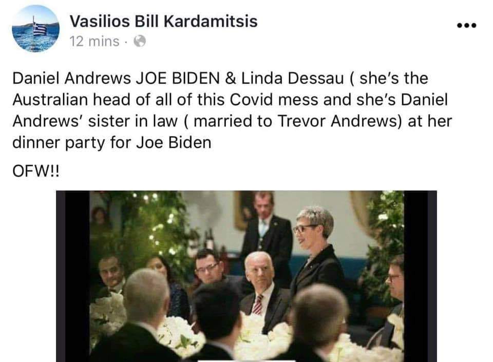 @rnz_news Can someone please explain why USA president candidate Joe Biden is having a MEETING & DINNER with Daniel Richards & Linda Dessau - Australias RESPONSE gang to Covid19? THIS IS A CLEAR INDICATION OF WHOS BEHIND THIS ENTIRE SLAVE TRADE DEAL for covid19 tests & vaccines for profit. https://t.co/qCfadIJOHZ