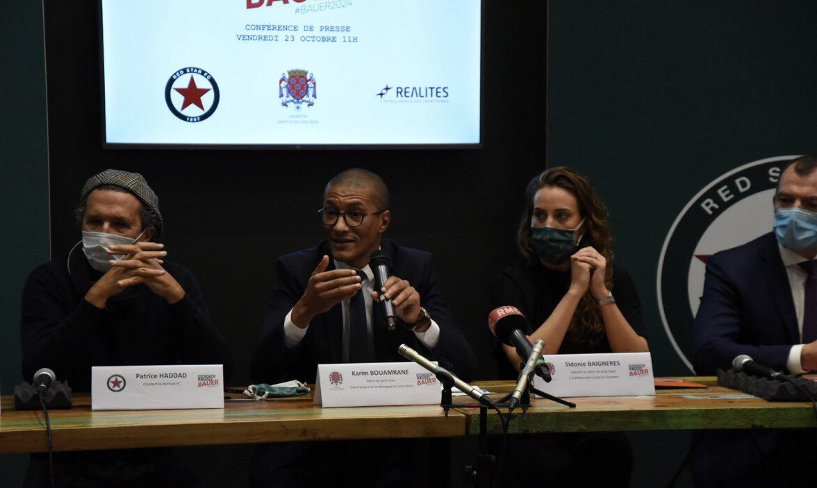 RedStarFC's tweet photo. 🗣 @karim_bouamrane “Aujourd’hui il y a une volonté commune de faire avancer #Bauer2024. Tout le monde est aligné, la @villesaintouen, la mairie de @paris le département de @seinesaintdenis, la region @iledefrance” https://t.co/LIXD2RiZwk