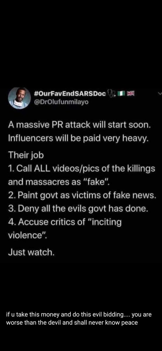 Stephlee1000's tweet photo. the will try to discredit us with all means possible
#EndSWAT 
#EndSARSBrutality 
#buharisdead 
#CORRUPTION https://t.co/UTLCcYPoeE