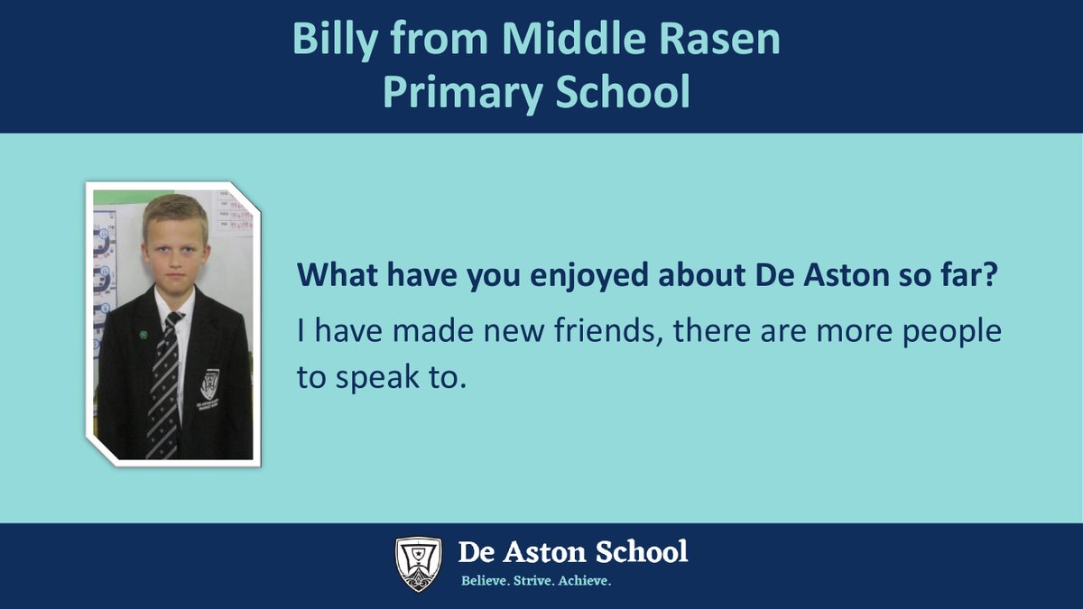 DeAstonSchool's tweet photo. Some more messages for Year 6 from this year's Year 7 De Aston pupils. 😊

You can find lots of useful information, and our virtual tour of the school, over on our website: https://t.co/Cg7dQhKgkb https://t.co/SNP6S4xWo6