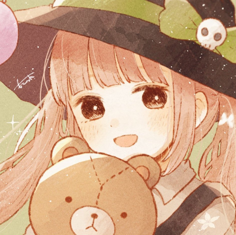 1girl stuffed toy stuffed animal hat teddy bear balloon witch hat  illustration images