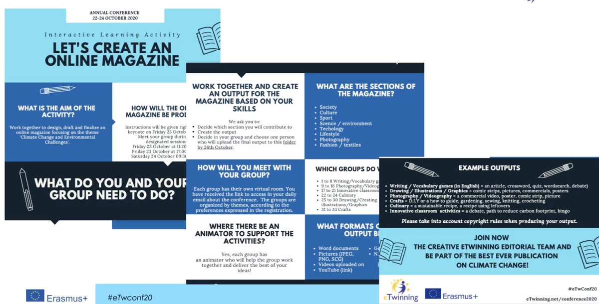 etwinningbefr's tweet photo. The participants at the  #eTwconf20 will network online with an interactive activity : a collaborative online magazine about Climate Change. https://t.co/BjrZWJt949