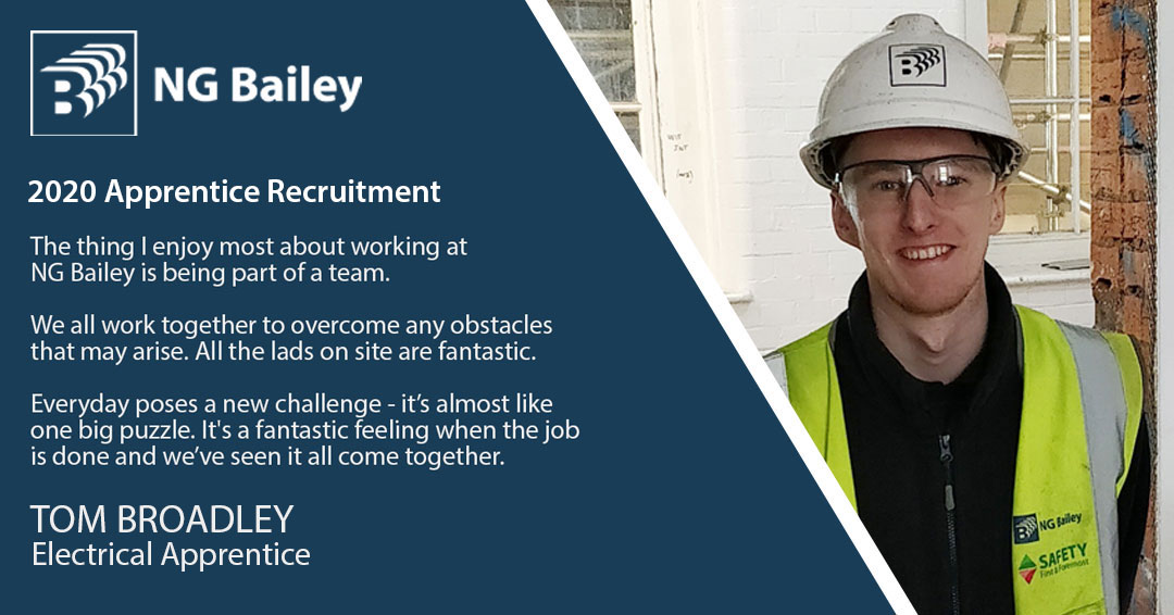 NGBaileyUK's tweet photo. Our 2020 #apprenticeship window has re-opened! We have opportunities for electricians, quantity surveyors, heating and plumbing and project engineers available. If you’d like to join our award-winning #apprenticeship programme you can find out more here: https://t.co/VQIRiPbuGs https://t.co/da06GzQCPr