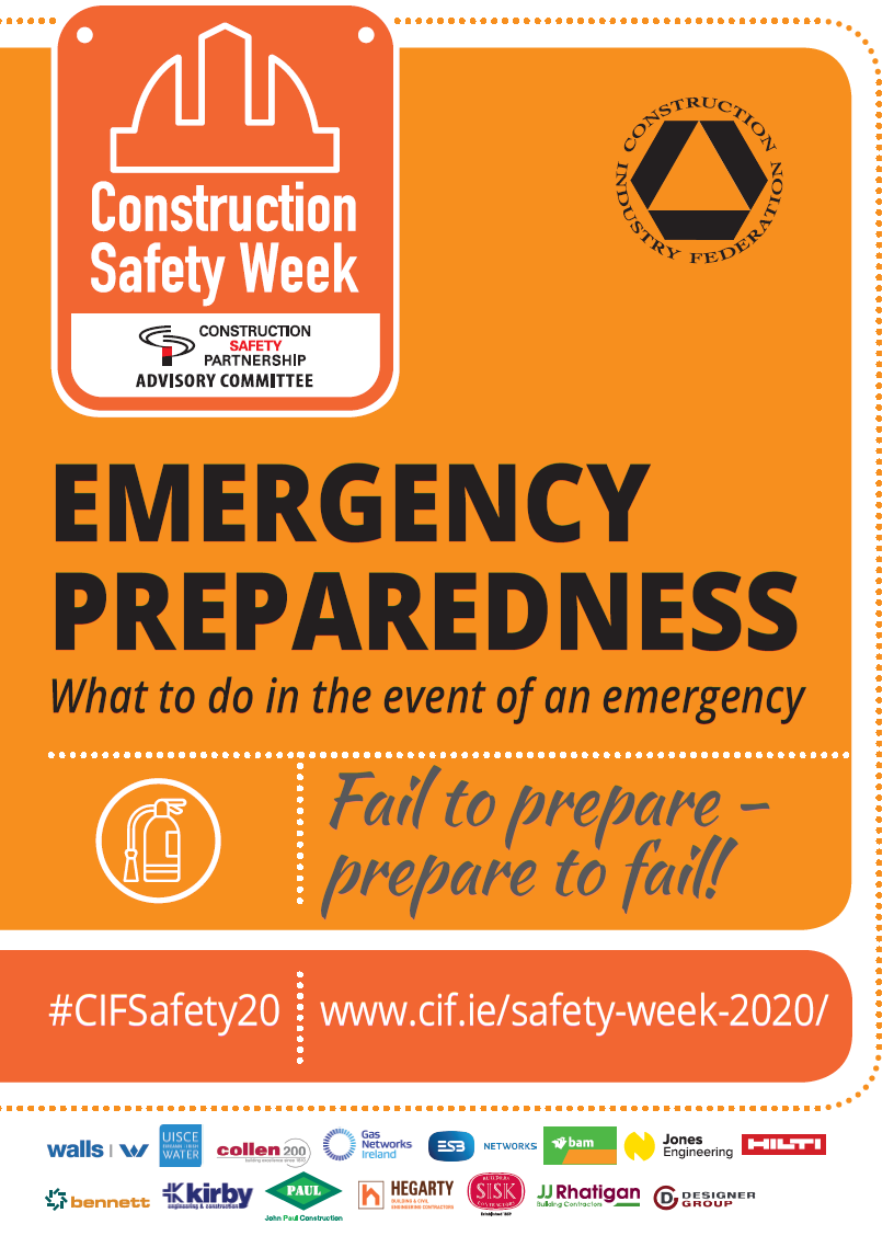 Day 5 of <a href="/CIF_Ireland/">Construction Industry Federation (CIF)</a> Construction Safety Week and today's theme is Emergency Preparedness.

Pre-planning is essential to ensure that resources are allocated and to identify any potential flaws in procedures/plans.

#CIFSafety20
#CIFSafetyWeek

#EmergencyPreparedness