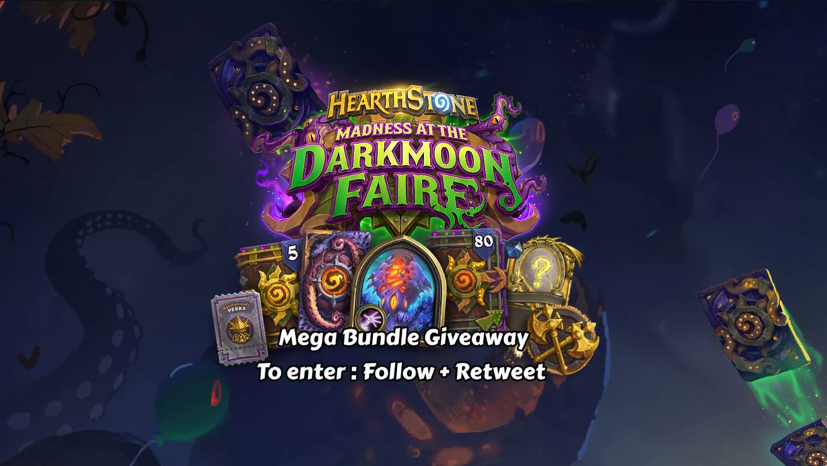 #Hearthstone Darkmoon Faire Mega Bundle #giveaway

Includes :
- 5 GOLDEN DF packs
- N'zoth Warlock Hero
- BG Perks
- 80 DF packs
- 1 GOLDEN legendary
- Duels Access

To join :
🔸️ FOLLOW me and <a href="/akggamesph/">AKG Games</a> (sponsored by them)
🔸️ RETWEET this

Winner drawn November 3 9:00 GMT+8