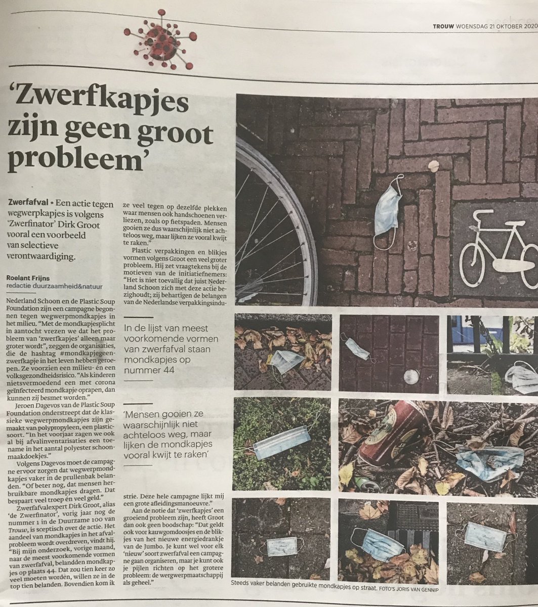 ⁦⁦<a href="/zwerfinator/">Zwerfinator</a>⁩ goed gesproken! De #zwerfkapjes vallen nu op omdat ze relatief nieuw zijn in het straatbeeld en dus opvallen?