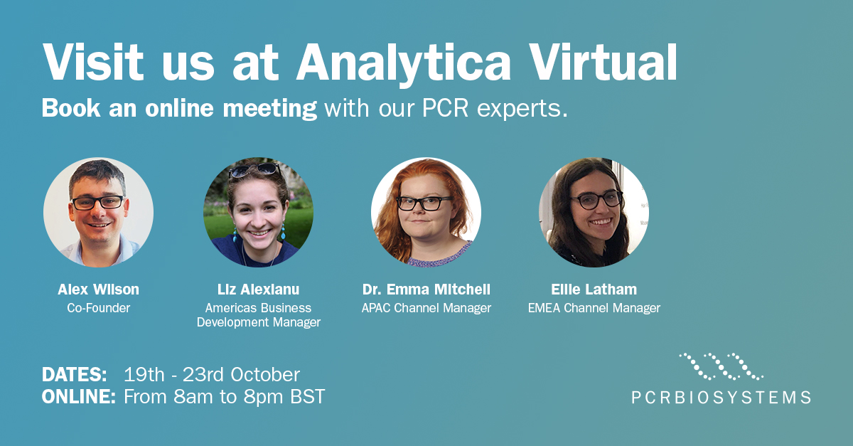 PCR_Biosystems's tweet image. It&apos;s the last day of #analyticavirtual! But there&apos;s still time to meet the team and find out how we can support your diagnostic development. Book an online meeting today ➡️ ow.ly/9nTI50C0zNO 

#analytica2020 #biotechnology #lifescience #pcr