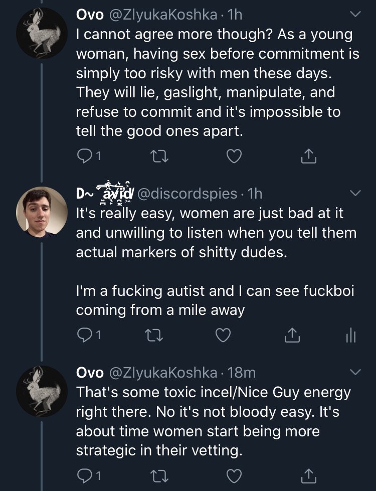 Ok so we have the first defender of FDS in my thread, guess this is a bit controversial thoI don’t get this refusal to listen to men when we say certain dudes are sus. Male socialisation works differently to women’s, and we have a better idea on that than women do I’m sorry.