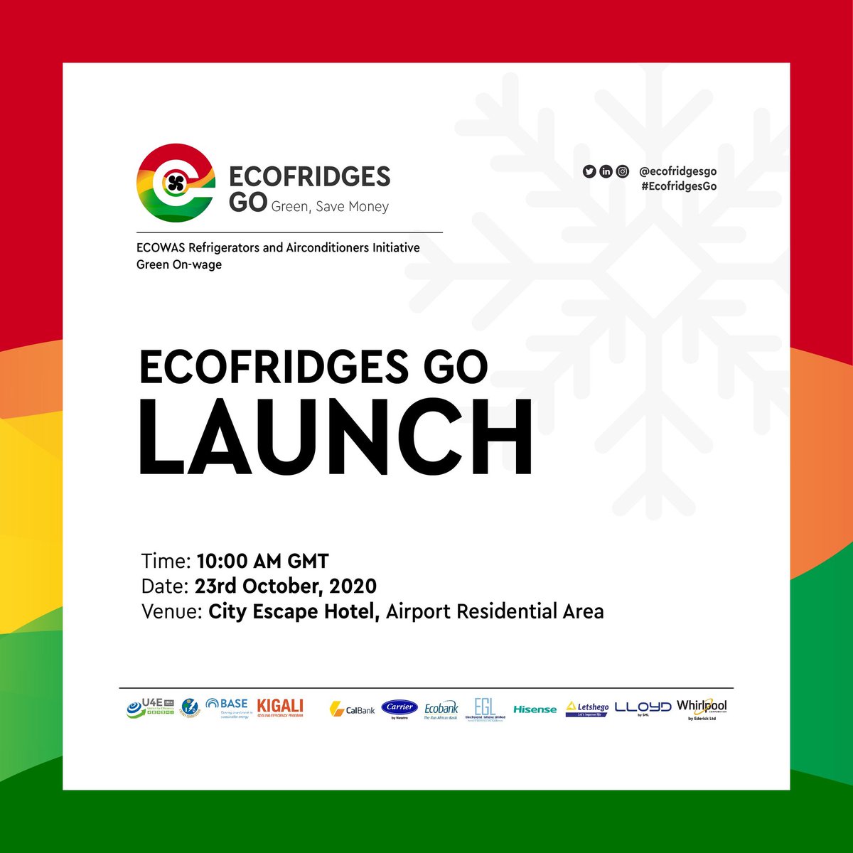 osgoodpaekid's tweet photo. 📢⏱️ 8 MINUTES TO GO ⏱️📢
Join @U4Efficiency @Energy_BASE & guest speakers to learn about #ECOFRIDGESGO, a new #financingscheme that makes environmentally friendly refrigerators & ACs more accessible & affordable in Ghana 🇬🇭
Event link 🔗https://t.co/PAubfxwPF0 https://t.co/PaLtFIBQuR