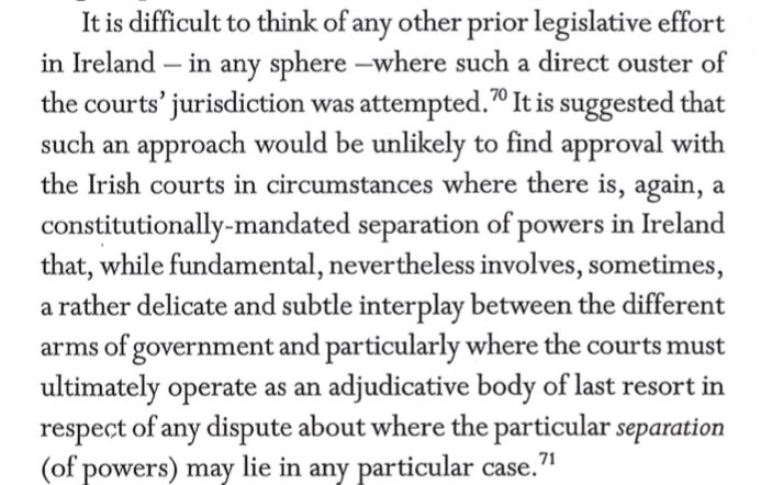 Short thread on “Attorney General’s advice” & Climate BillsLast time  @greenparty_ie was in Govt they had same AG as now. When the GP/FF Climate Bill 2010 emerged it stated expressly that targets & plans were non-justiciable (pic1).  @linehan_conor’s comment (pic2) is apt. 1/6  https://twitter.com/dkennytcd/status/1319383087810228224