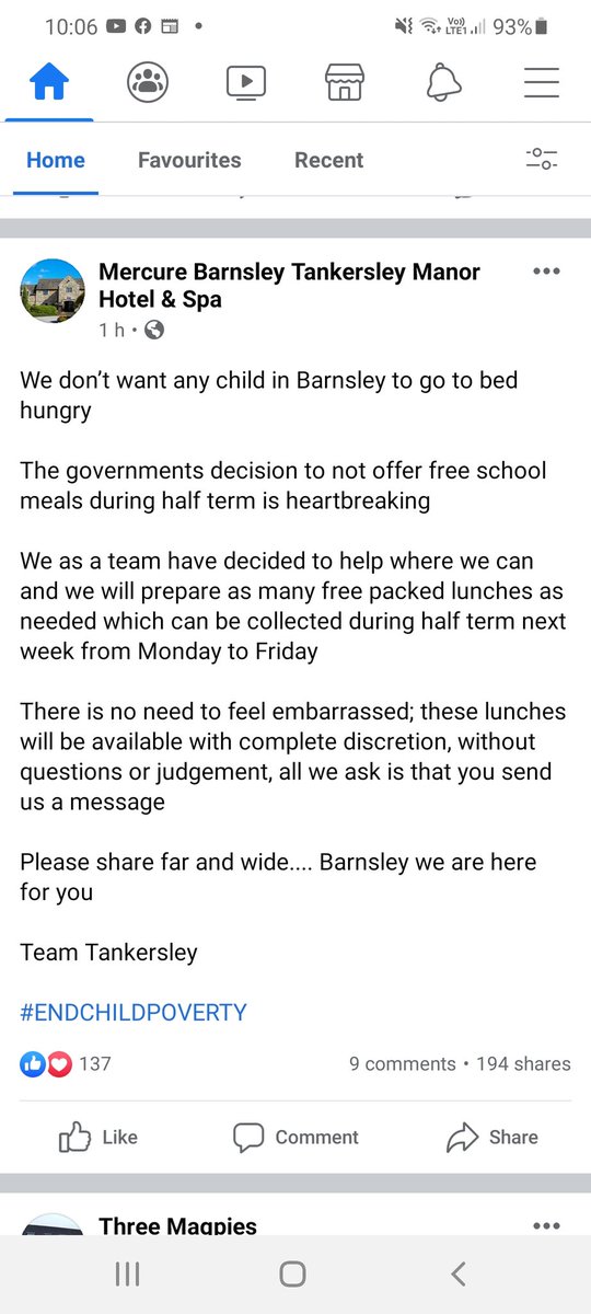 Schools in Barnsley. Free packed lunches for kids over the half term...