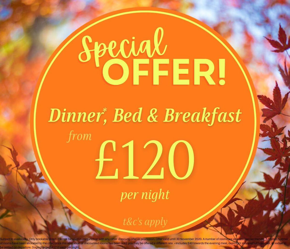 🍂 SPECIAL OFFER at Newby Bridge Hotel🍂 Dinner*,Bed &amp; Breakfast from only £120 using promo code AUTNEWS

📞 015395 31222 📧 stay@newbybridgehotel.co.uk

T&amp;Cs apply, see website.
*Includes £40 towards evening meal, overnight stay &amp; breakfast; all extras to be settled on departure