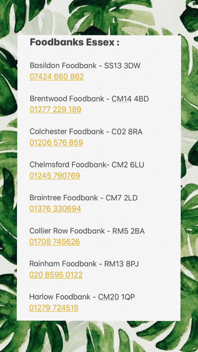 itssophlouu's tweet image. Seen a few people post abt their local Foodbanks for people to access or donate to so thought I’d make a little list for Essex!