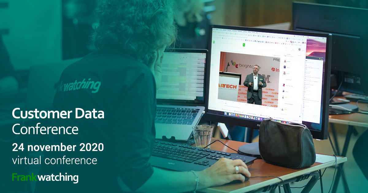 Frankwatching's tweet photo. Haal meer conversie uit #klantdata. Save the date: 24 november = Customer Data Conference 2020. Check online in bij de keynote van Scott Brinker & meer! Profiteer nu van early bird korting + 2e ticket gratis. https://t.co/VImfZpsNi8| #CDC20 #customerdata https://t.co/nRzTWDbAGy