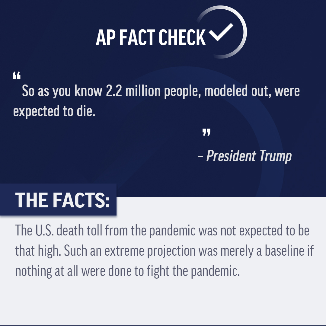 AP's tweet image. The #APFactCheck team finds that President Trump&apos;s first line in the debate, on the coronavirus, was false. #Debates2020 

Read more: apne.ws/PHkDEVT