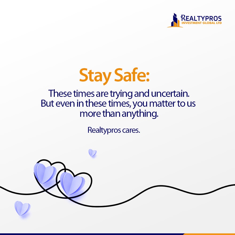 RealtyprosL's tweet photo. Even in these times, your safety more than anything is our concern.
What's the essence of homes if no-one inhabits them?
What's the point of our services if we have no-one to offer them to?
Stay safe. We care.

#safetyfirst #staysafe #realestateconsultant #realestate #lands https://t.co/5FAQIqxEQf