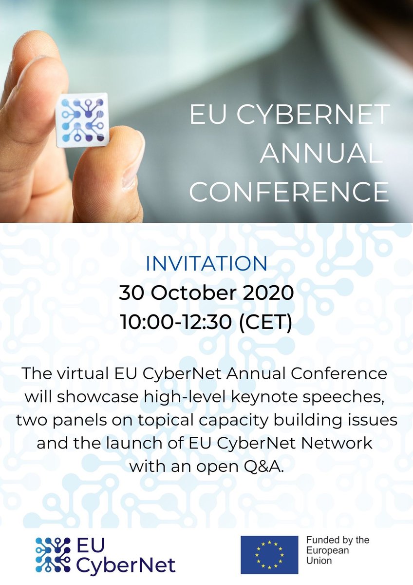 eucybernet's tweet photo. Join us next week at the first @eucybernet Annual Conference on #cybersecurity and #capacitybuilding with great speakers @JuttaUrpilainen @UrmasReinsalu @GERonCyber @HeliKlaar @_pst @siim_alatalu and others. Visit the conference page for more info: https://t.co/EbqOCZnU0e https://t.co/UNrOiriaf8