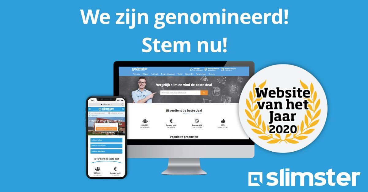 Slimster is voor het eerst genomineerd voor Website van het Jaar in de categorie Vergelijking! 🚀🎉   

Er kan nog gestemd worden tot 17:00: websitevhjaar.nl/vote/slimster/…