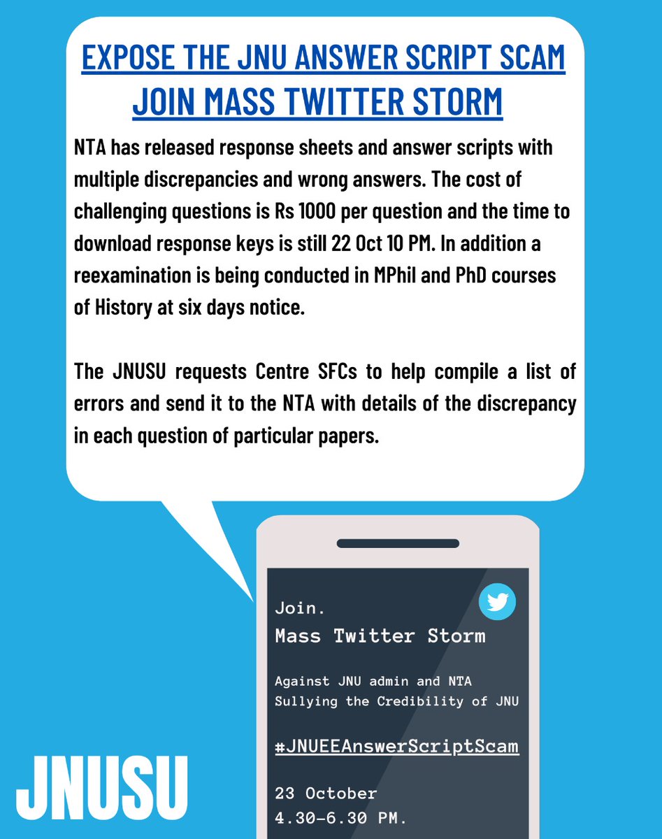 JNU_Ganpat's tweet photo. Answer key for JNUEE 2020 was released on 21oct. from NTA. Which has a lot of mistakes. @DG_NTA is to make you aware that this should be rectified as soon as possible,and your credibility must be maintained.
You are playing with the future of the students.
#JNUEEAnswerScriptScam https://t.co/LnZZfqIwJz