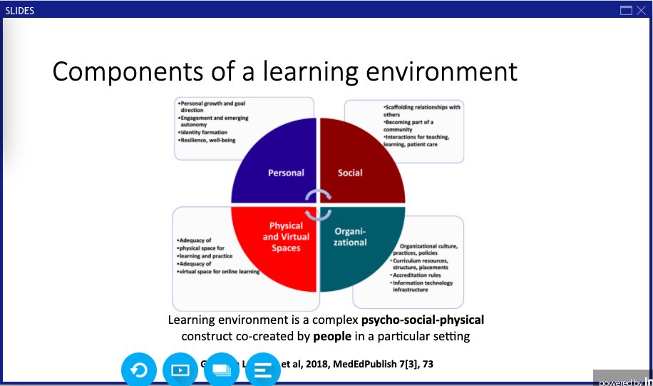 Remember that multiple things impact the learning climate, including your organization & the physical space!  @PCH_SF  #IDWeek2020