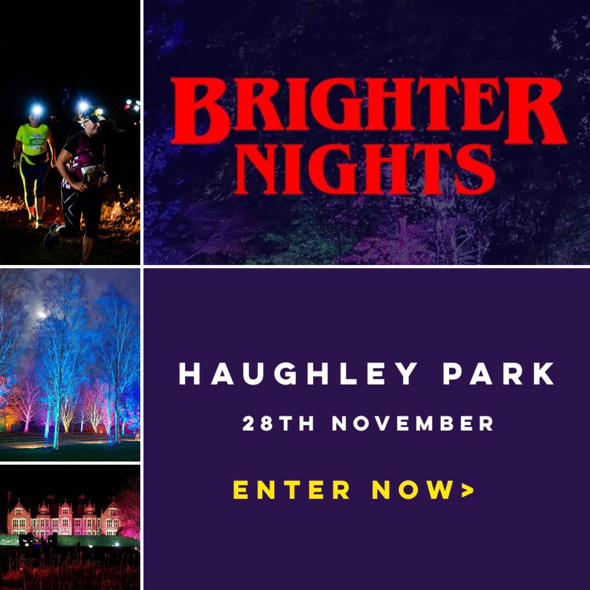 Coming soon to #HaughleyPark: #BRIGHTERNIGHTS on Saturday 28th November is an after-dark mixed terrain #5K #trailrun with exciting lighting effects. Head torches are a must! More info at: inspireraces.co.uk/haughly-park-b…