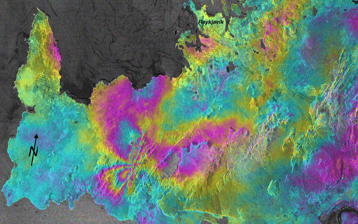 Reykjavík was rocked by a magnitude 5.6 earthquake on Tuesday, located only about 25 km from the city. Sentinel-1 InSAR image of the coseismic deformation shows the expected North-South right-lateral strike-slip rupture (processed by Y. Cao, CDI Group, KAUST).