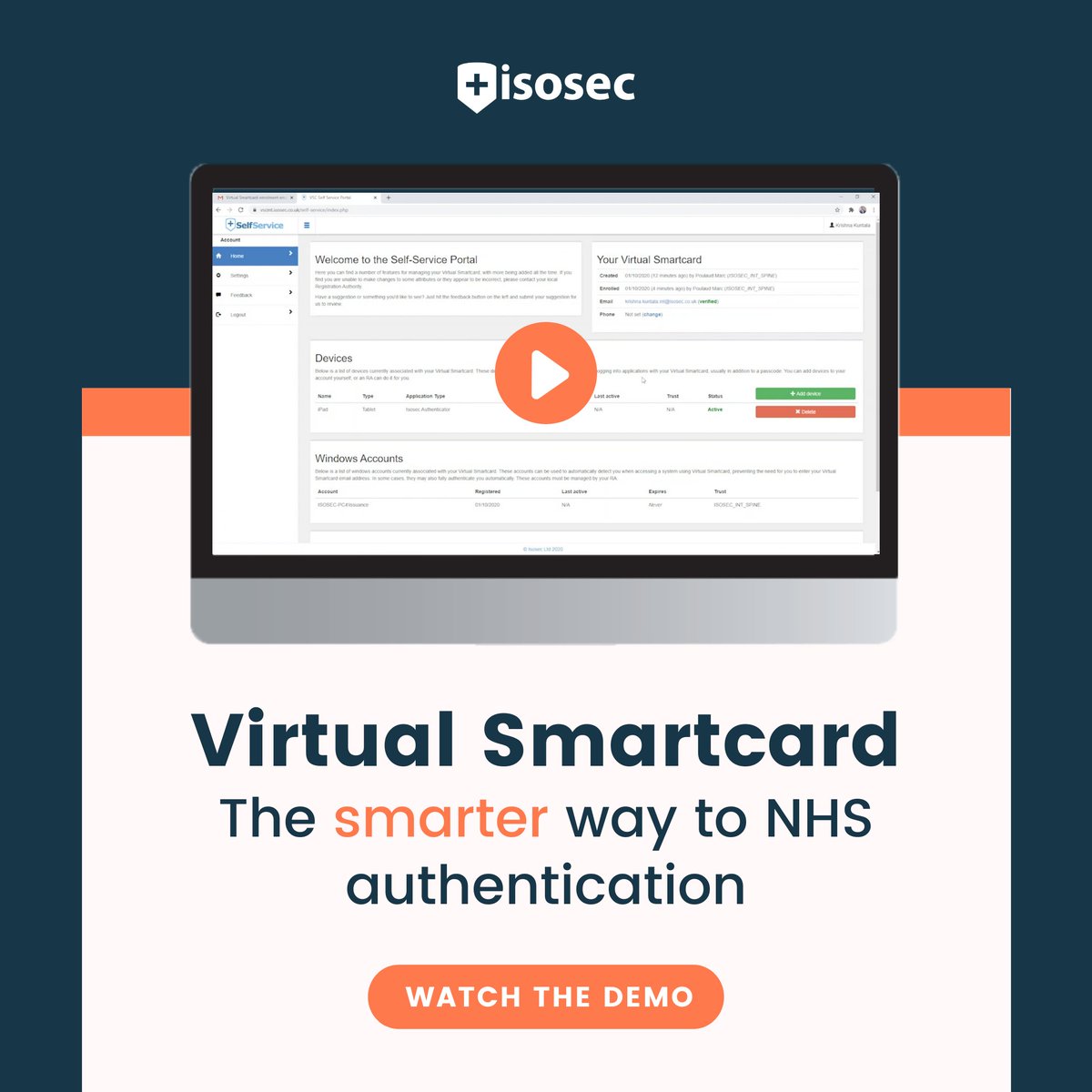 isosec's tweet photo. 💡Isn’t there a smarter way to issue NHS smartcards?
Isosec’s Virtual Smartcard makes authentication simple, safe and fast. Check out our Virtual Smartcard demo videos to learn more.
https://t.co/z63GRqsQla
#virtualsmartcard #nhssmartcards #nhstechnology #healthcaretech https://t.co/t5bIHTNOLo
