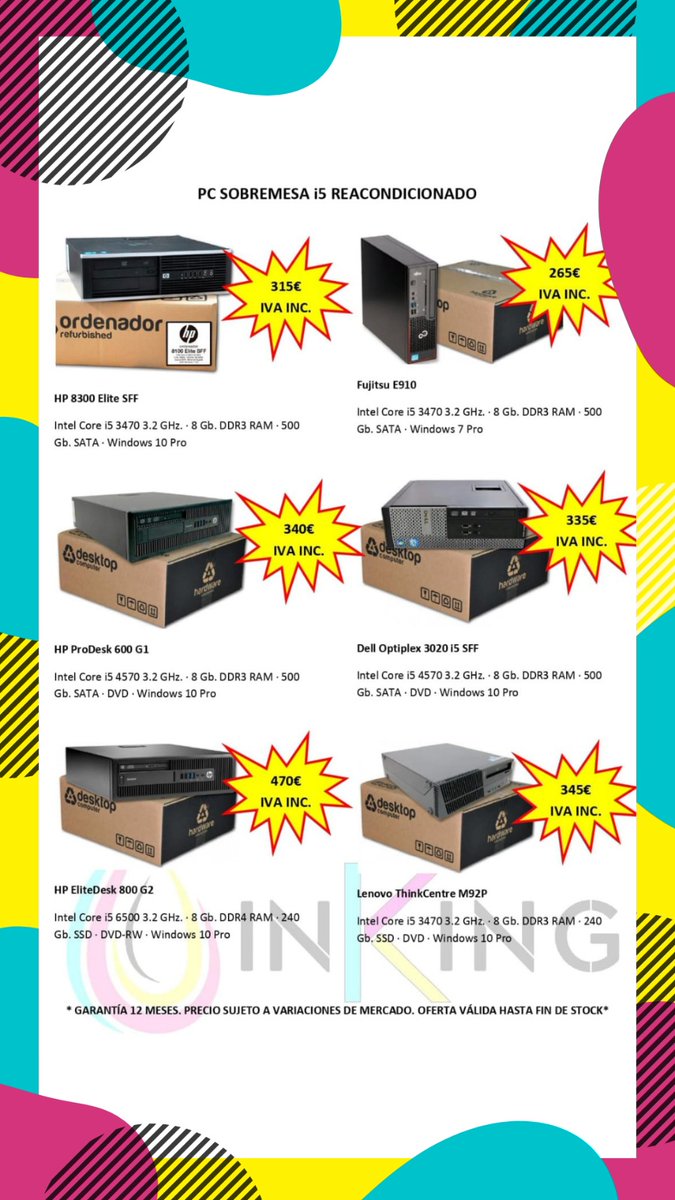 inking_toner_'s tweet image. 👀 Mucho ojo con las ofertazas!

🖥️ Os presentamos nuestros ordenadores reacondicionados.

⌨️i3, i5 e i7 y además... Kits PC con teclado y ratón incluidos.

➖Todo bajo pedido➖

🏃‍♀️No te lo pierdas, que se agotan!

📸Echa un vistazo a nuestro Instagram
🔗instagram.com/p/CGro8x5BTIR/…