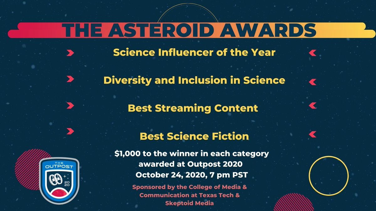 BrianDunning's tweet photo. Please join me and @Ddperlmutter as we give out the inaugural #AsteroidAwards at #Outpost2020, $1000 awards recognizing excellence in science communication, entertainment and education. https://t.co/EjWCEdX7NK https://t.co/xuvnbAG3Nq