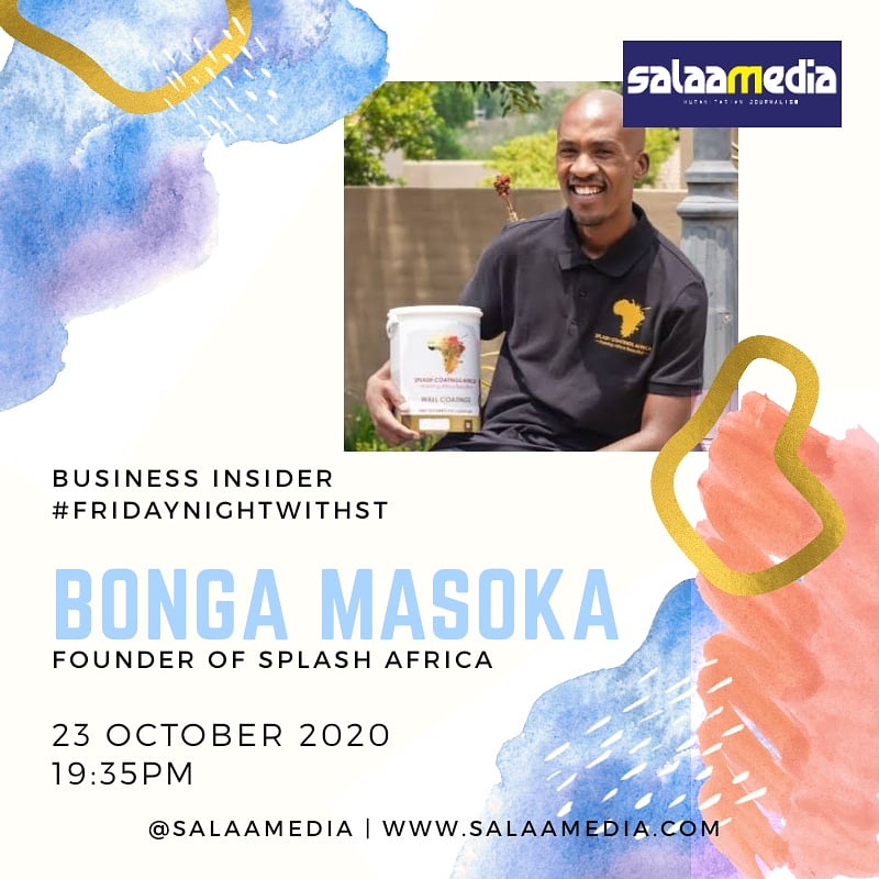 salaamedia's tweet photo. Coming up tonight on #FridayNightWithST

Speaking to the founder of @SplashAfrika, Bonga Masoka

Tune in tonight at 7:00pm https://t.co/pbiiQpd6QZ