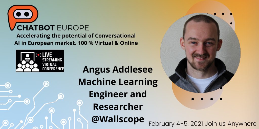 EuropeanChatbot's tweet photo. Meet @Addlesee_AI @EuropeanChatbot Summit 2021-100% online 🗣.He is working to adapt #voice assistants  #Alexaa, #Siri to be more accessible for people with #dementia. He is #AI PhD researcher at @HeriotWattUni funded by @updatewallscope @DataLabScotland 
:https://t.co/Qh9f8qPcGZ https://t.co/gdL26UCKFe