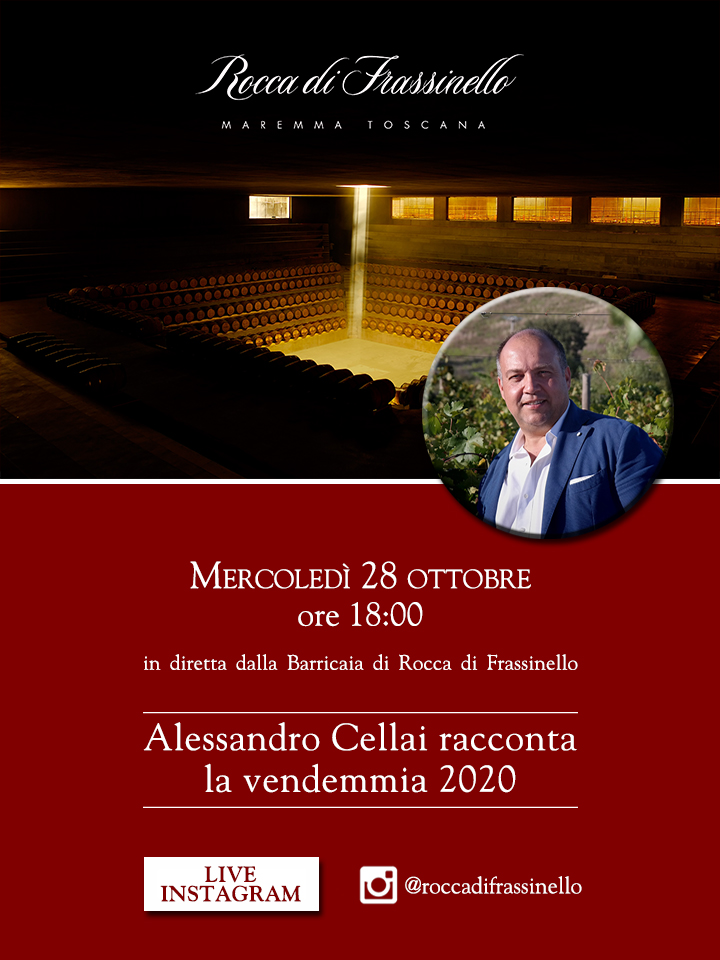 Mercoledì 28 ottobre, in diretta Instagram dalla Barricaia di #RoccadiFrassinello, l’enologo Alessandro Cellai commenterà le promesse della vendemmia 2020. Sarà l’occasione per fare un confronto tra i diversi terroir delle cantine del gruppo #DominiCastellare