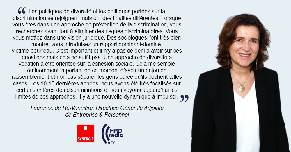 Synergie (@synergie) on Twitter photo Laurence De Ré-Vannière, DG Adjointe de <a href="/EP_Groupe/">Entreprise&Personnel</a> et auteure, explique les différences entre les politiques de #diversité et les politiques #RH portées sur la #discrimination. Avec <a href="/AlainMarty_AM/">Alain Marty</a>, @SophieSanchez__ & Richard Fremder sur @hrdradio_tv ! bit.ly/37F5Mlj Laurence De Ré-Vannière, DG Adjointe de <a href="/EP_Groupe/">Entreprise&Personnel</a> et auteure, explique les différences entre les politiques de #diversité et les politiques #RH portées sur la #discrimination. Avec <a href="/AlainMarty_AM/">Alain Marty</a>, @SophieSanchez__ & Richard Fremder sur @hrdradio_tv ! bit.ly/37F5Mlj